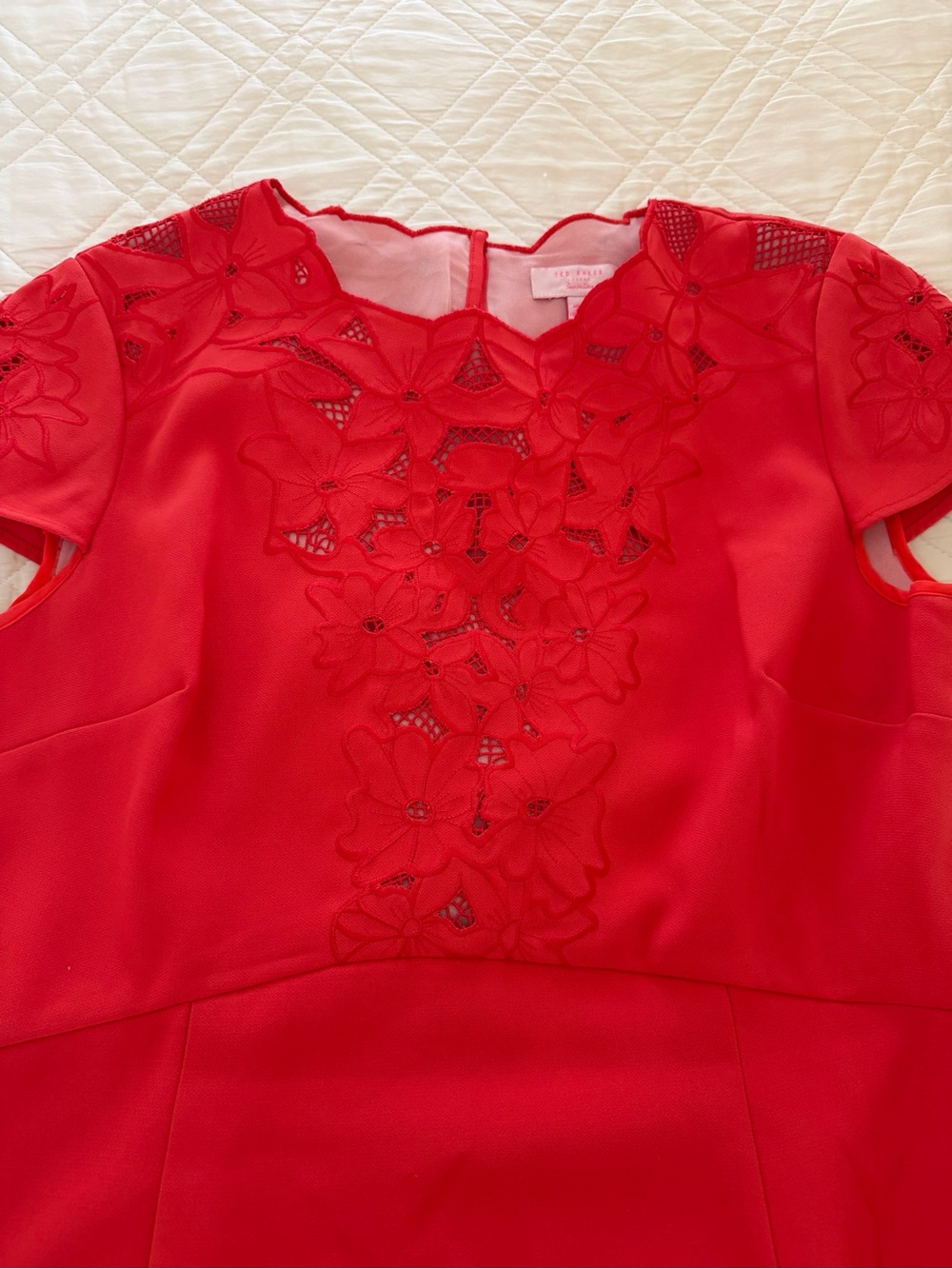 Ted Baker Red Floral Lace Appliqué Top